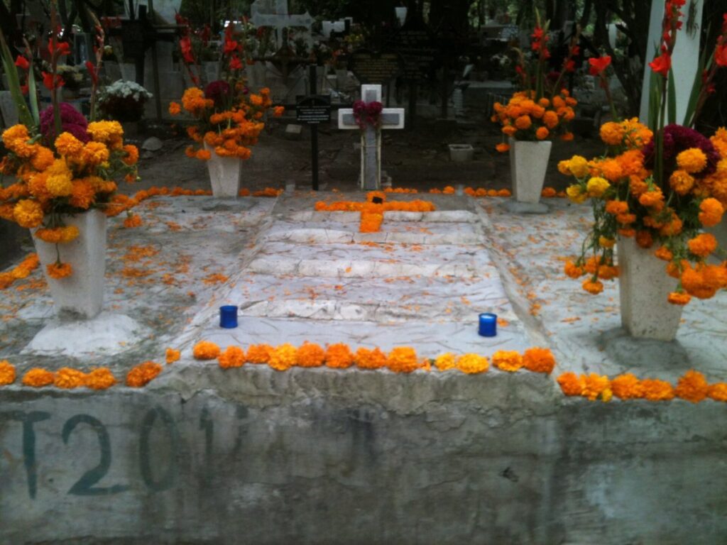 Velas encendidas rodeadas de flores de cempasúchil