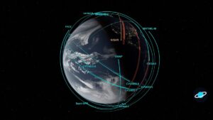 Satélite en órbita con la Tierra de fondo